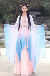Robe Hanfu douce pour femmes à broderie haute taille multicolore